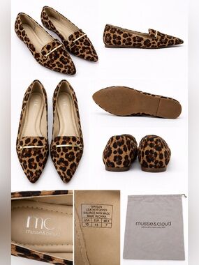 musse & cloud Maylen Leopard Print Pointed Toe Flats - Brown women’s size 10 NEW